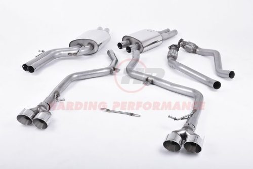 Milltek Sport Cat-back - Audi S4 3.0 TFSI B8.5, Race Version, Quad Outlet Polished Tips [SSXAU376]