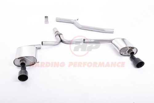 Milltek Sport Cat-back - Audi A4 2.0 TDi B8 (S line models only), Dual-outlet, Cerakote Black Tip, Requires A4 3.2 S line dual outlet valance [SSXAU437]